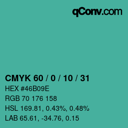 Color code: CMYK 60 / 0 / 10 / 31 | qconv.com