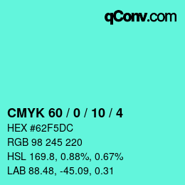 カラーコード: CMYK 60 / 0 / 10 / 4 | qconv.com