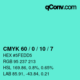 Código de color: CMYK 60 / 0 / 10 / 7 | qconv.com