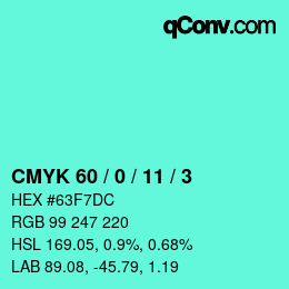 Color code: CMYK 60 / 0 / 11 / 3 | qconv.com