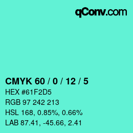 颜色代码: CMYK 60 / 0 / 12 / 5 | qconv.com