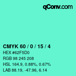 颜色代码: CMYK 60 / 0 / 15 / 4 | qconv.com