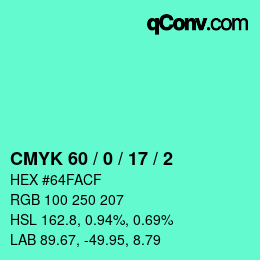 Farbcode: CMYK 60 / 0 / 17 / 2 | qconv.com