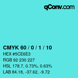 カラーコード: CMYK 60 / 0 / 1 / 10 | qconv.com