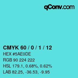 カラーコード: CMYK 60 / 0 / 1 / 12 | qconv.com