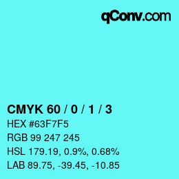 カラーコード: CMYK 60 / 0 / 1 / 3 | qconv.com