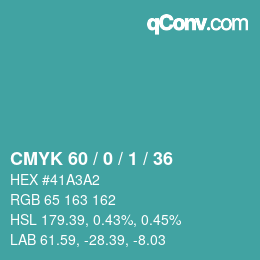 カラーコード: CMYK 60 / 0 / 1 / 36 | qconv.com
