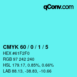 カラーコード: CMYK 60 / 0 / 1 / 5 | qconv.com