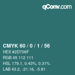 Color code: CMYK 60 / 0 / 1 / 56 | qconv.com