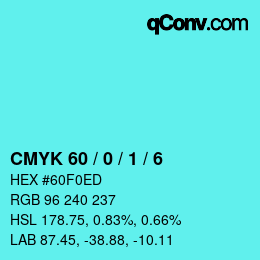 Color code: CMYK 60 / 0 / 1 / 6 | qconv.com