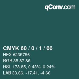 颜色代码: CMYK 60 / 0 / 1 / 66 | qconv.com