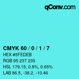 Código de color: CMYK 60 / 0 / 1 / 7 | qconv.com