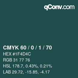 颜色代码: CMYK 60 / 0 / 1 / 70 | qconv.com