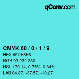 カラーコード: CMYK 60 / 0 / 1 / 9 | qconv.com