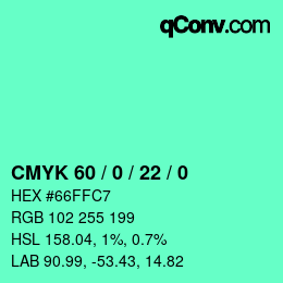 Color code: CMYK 60 / 0 / 22 / 0 | qconv.com