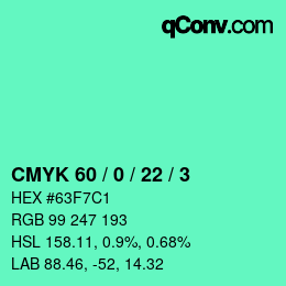 颜色代码: CMYK 60 / 0 / 22 / 3 | qconv.com