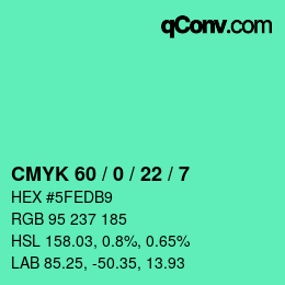 Color code: CMYK 60 / 0 / 22 / 7 | qconv.com