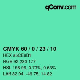 颜色代码: CMYK 60 / 0 / 23 / 10 | qconv.com