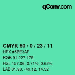 颜色代码: CMYK 60 / 0 / 23 / 11 | qconv.com