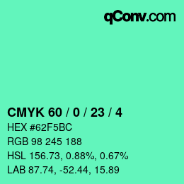 Color code: CMYK 60 / 0 / 23 / 4 | qconv.com