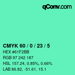 颜色代码: CMYK 60 / 0 / 23 / 5 | qconv.com