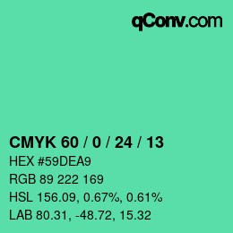 颜色代码: CMYK 60 / 0 / 24 / 13 | qconv.com