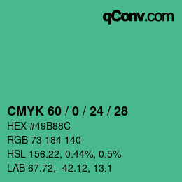 Color code: CMYK 60 / 0 / 24 / 28 | qconv.com