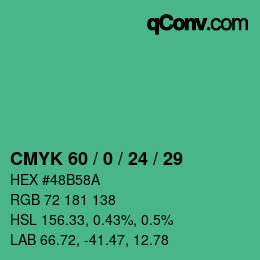 カラーコード: CMYK 60 / 0 / 24 / 29 | qconv.com