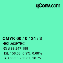 Color code: CMYK 60 / 0 / 24 / 3 | qconv.com
