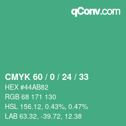 カラーコード: CMYK 60 / 0 / 24 / 33 | qconv.com