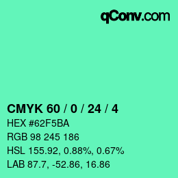 Color code: CMYK 60 / 0 / 24 / 4 | qconv.com