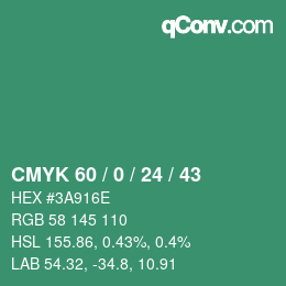 Color code: CMYK 60 / 0 / 24 / 43 | qconv.com