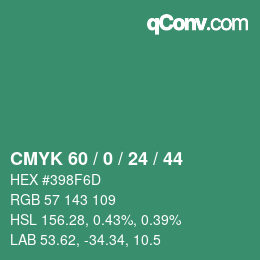 颜色代码: CMYK 60 / 0 / 24 / 44 | qconv.com