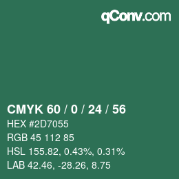 颜色代码: CMYK 60 / 0 / 24 / 56 | qconv.com