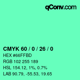 Color code: CMYK 60 / 0 / 26 / 0 | qconv.com