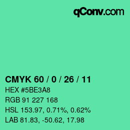 Color code: CMYK 60 / 0 / 26 / 11 | qconv.com