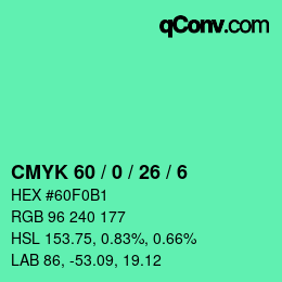 カラーコード: CMYK 60 / 0 / 26 / 6 | qconv.com