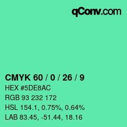 カラーコード: CMYK 60 / 0 / 26 / 9 | qconv.com