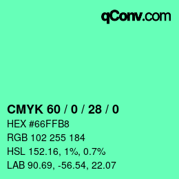 Color code: CMYK 60 / 0 / 28 / 0 | qconv.com