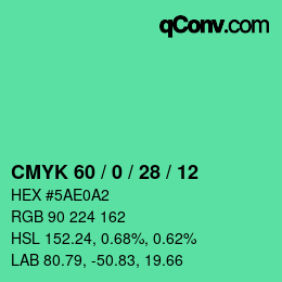 Farbcode: CMYK 60 / 0 / 28 / 12 | qconv.com