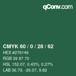 Código de color: CMYK 60 / 0 / 28 / 62 | qconv.com