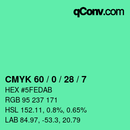 Color code: CMYK 60 / 0 / 28 / 7 | qconv.com