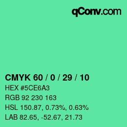 カラーコード: CMYK 60 / 0 / 29 / 10 | qconv.com