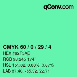 カラーコード: CMYK 60 / 0 / 29 / 4 | qconv.com