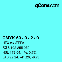 Farbcode: CMYK 60 / 0 / 2 / 0 | qconv.com