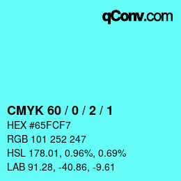 カラーコード: CMYK 60 / 0 / 2 / 1 | qconv.com