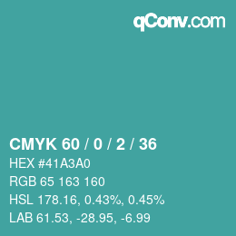 Color code: CMYK 60 / 0 / 2 / 36 | qconv.com