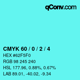 カラーコード: CMYK 60 / 0 / 2 / 4 | qconv.com