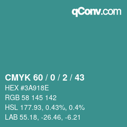 Color code: CMYK 60 / 0 / 2 / 43 | qconv.com