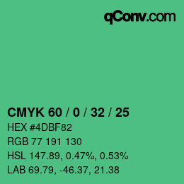 Color code: CMYK 60 / 0 / 32 / 25 | qconv.com